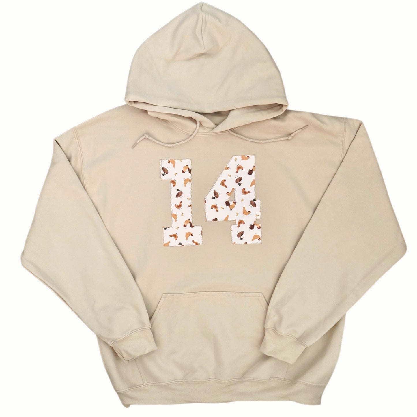 fourteen patchwork beige hoodie