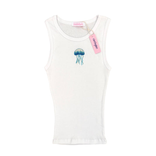 jellyfish beaded embroidery ribbed tank