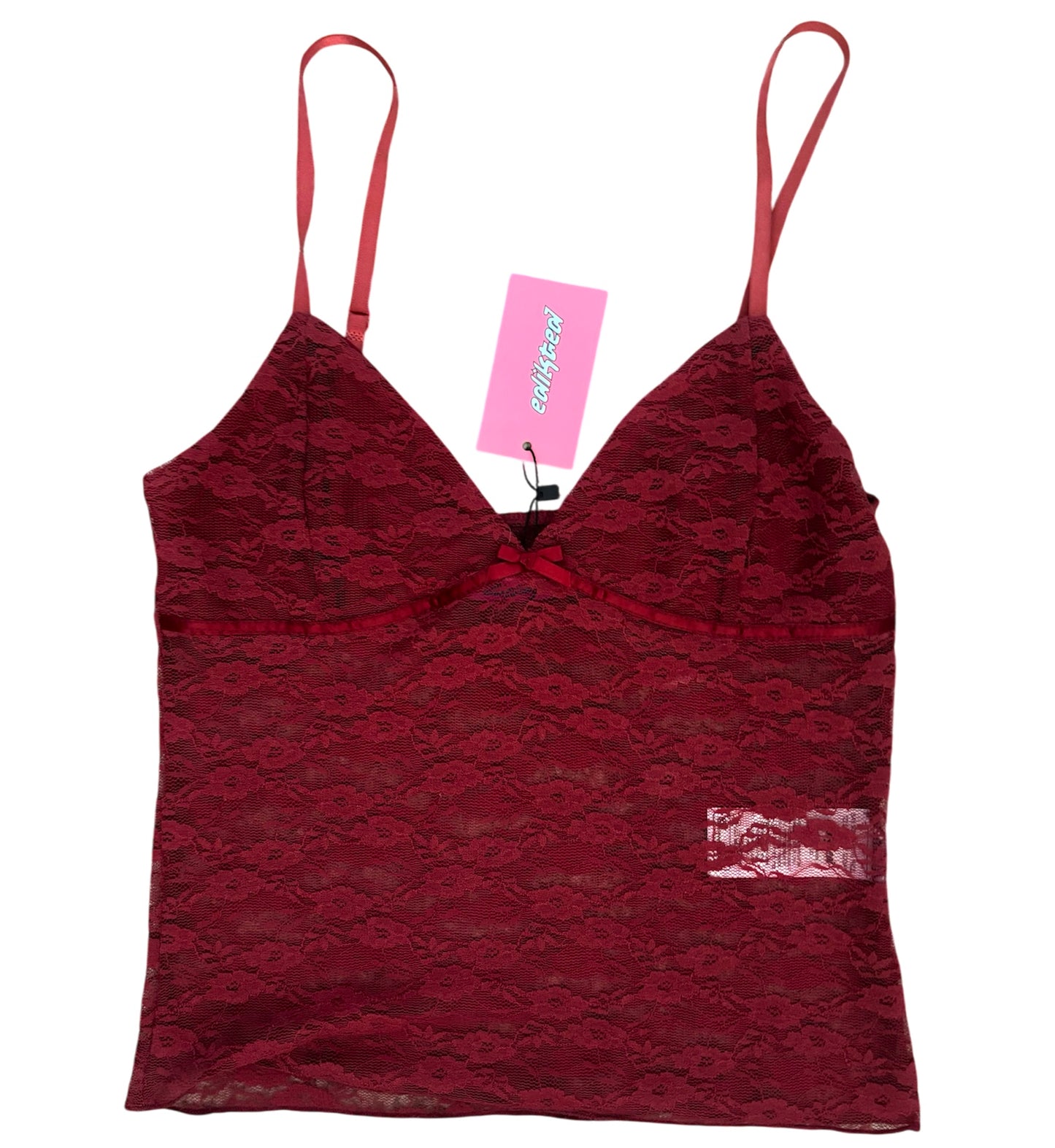 edikted red lace tank top