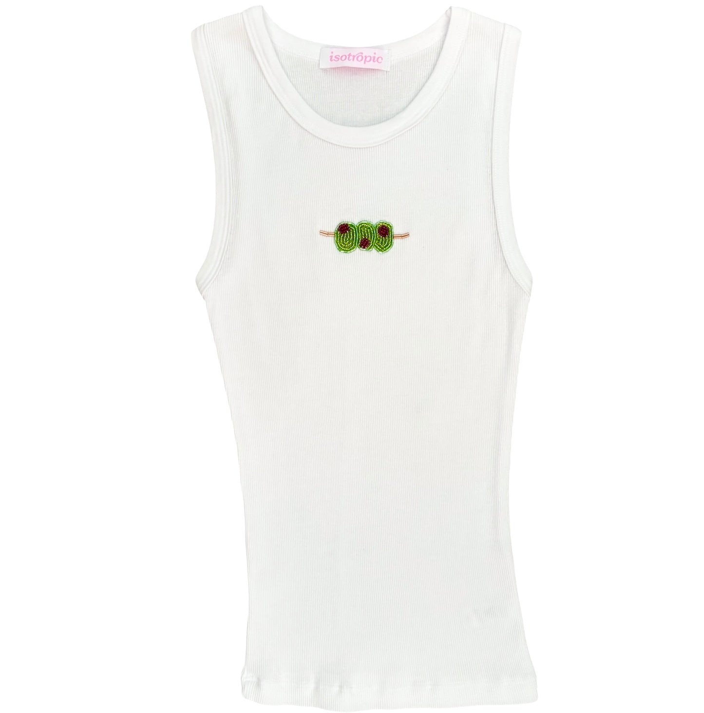 3 olives beaded embroidery ribbed tank