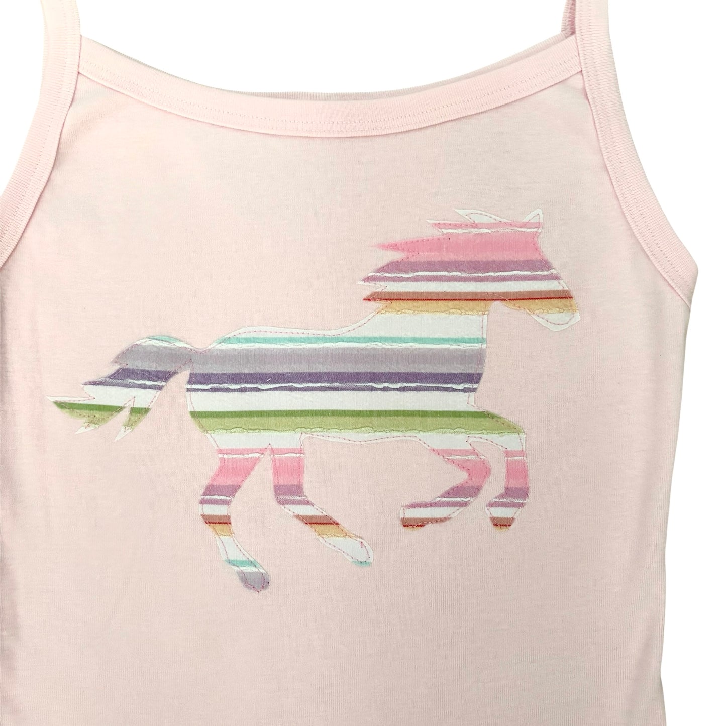 pink rainbow stripe horse cami