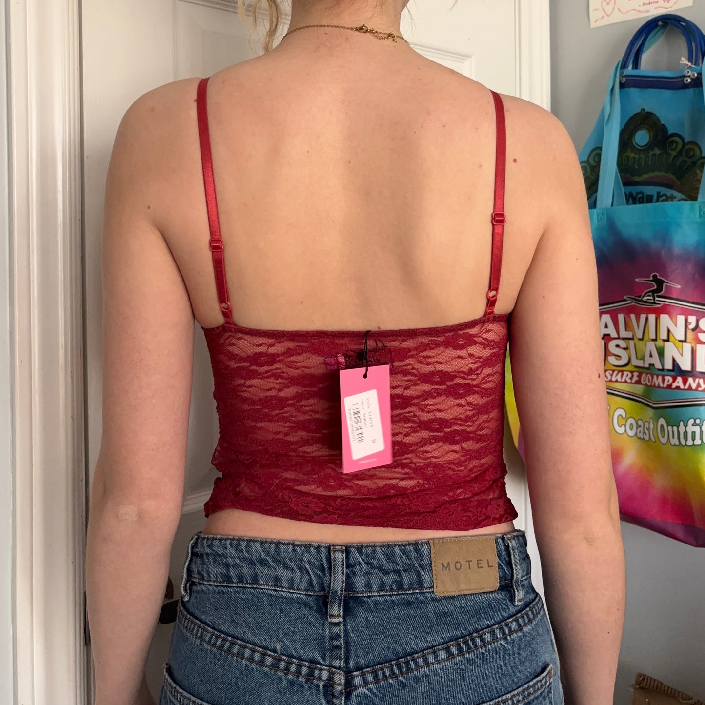 edikted red lace tank top