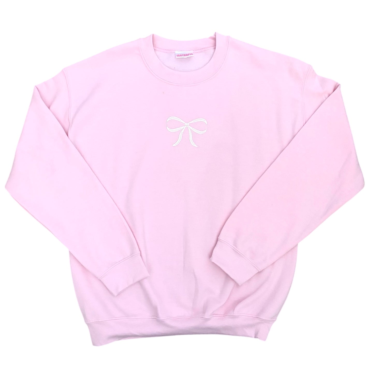 light pink with embroidered bow crewneck