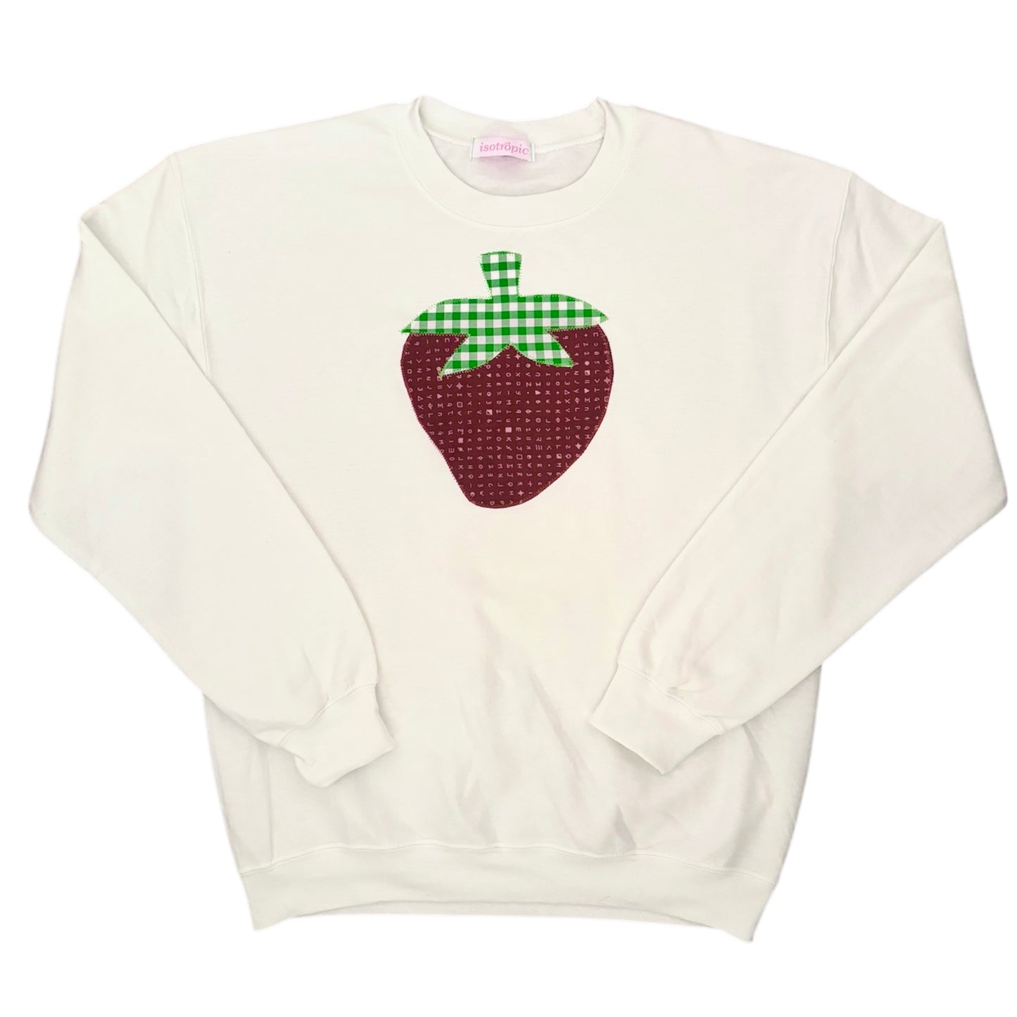 strawberry patchwork crewneck