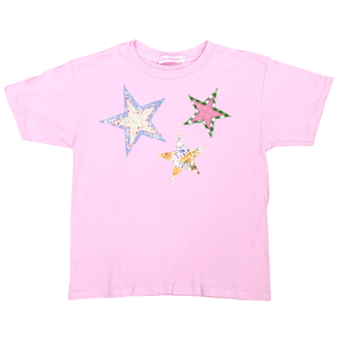 pink star patchwork tee