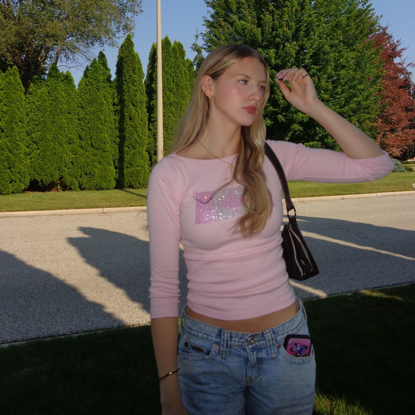 maple sparkle boatneck top
