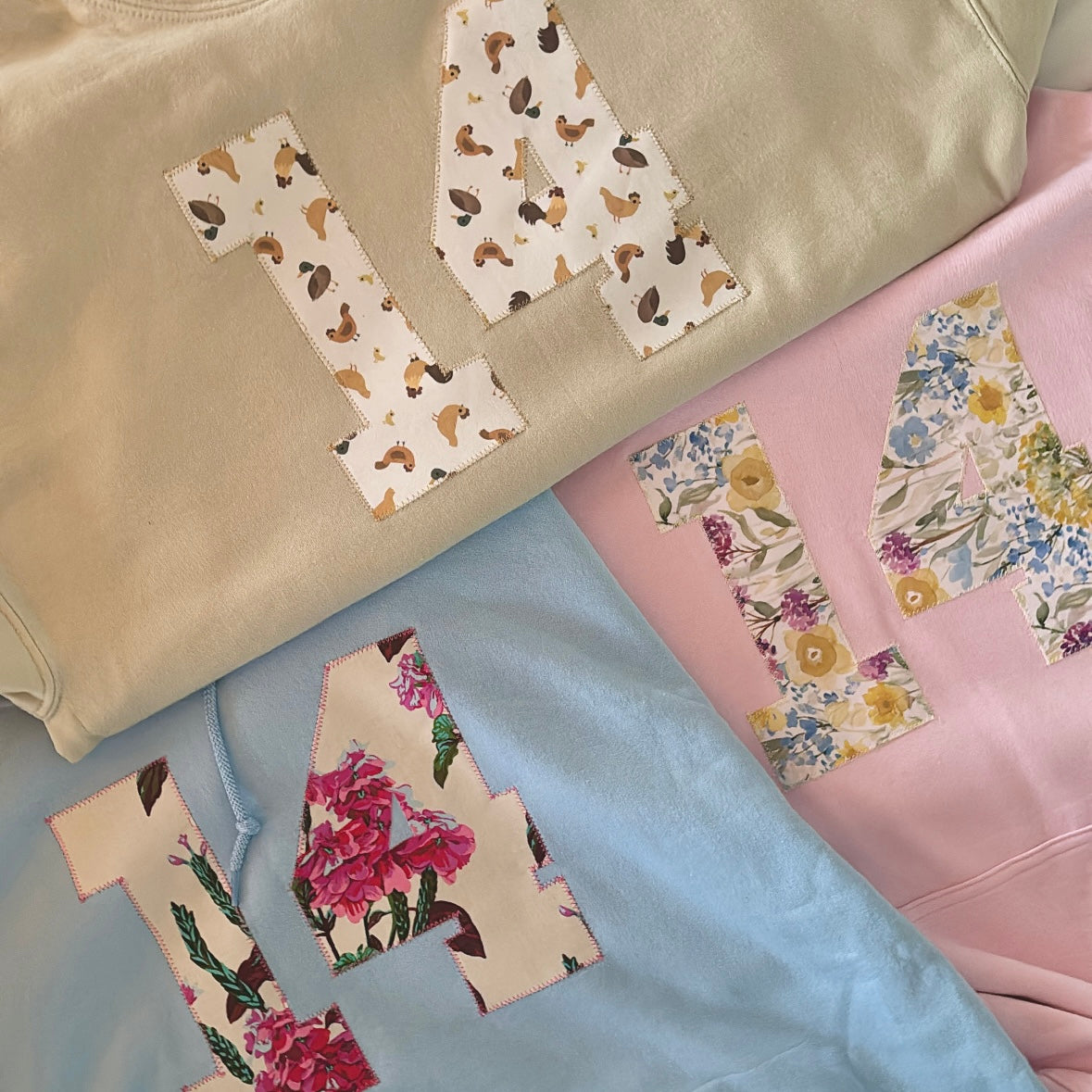 fourteen patchwork beige hoodie