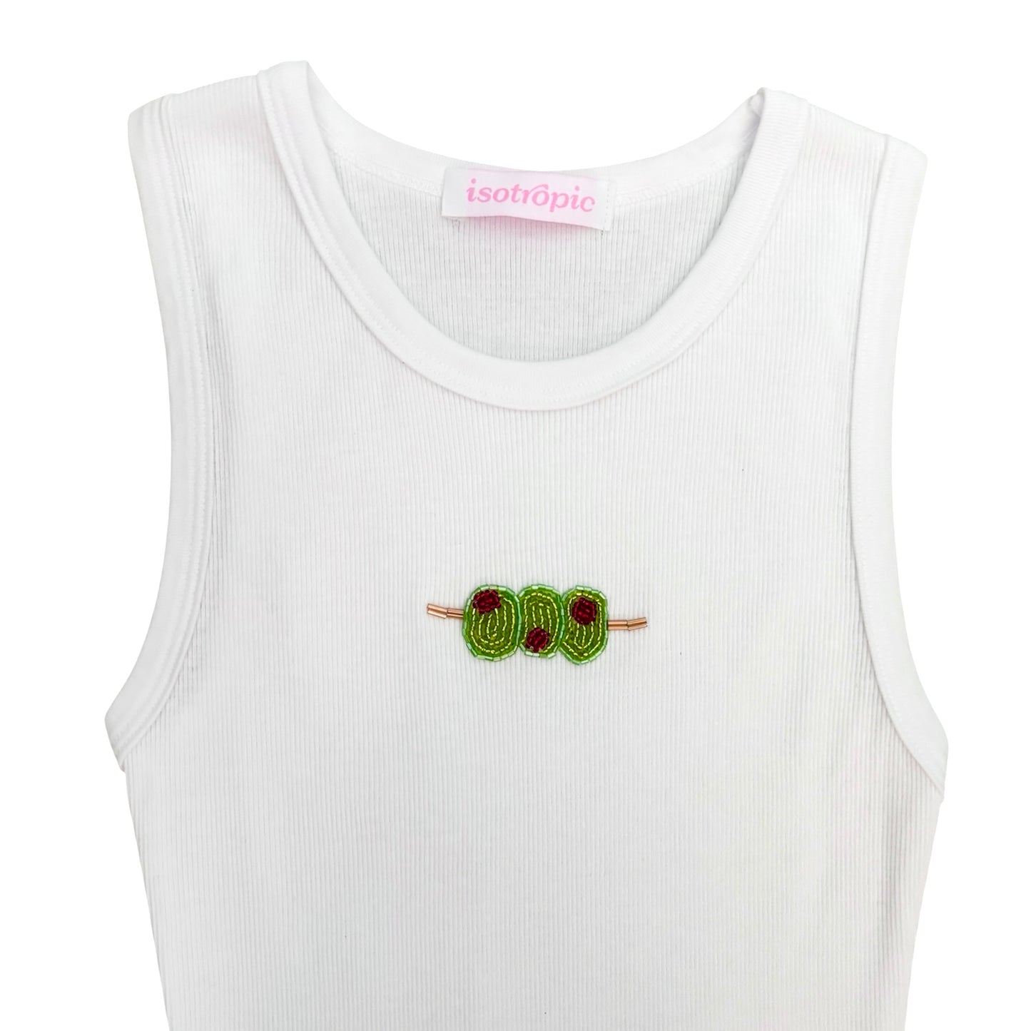 3 olives beaded embroidery ribbed tank