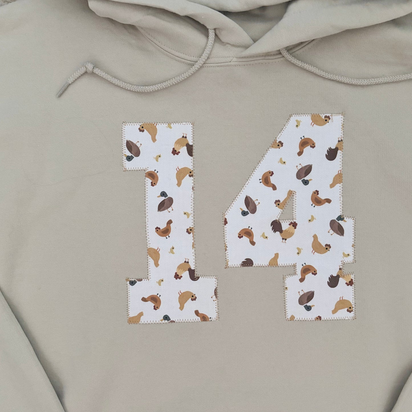 fourteen patchwork beige hoodie
