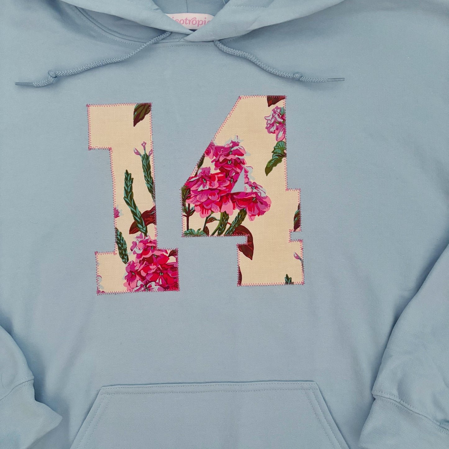 fourteen patchwork blue hoodie