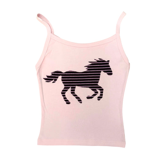 pink stripe horse cami