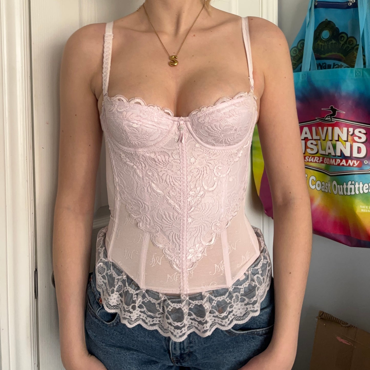 pink corset top