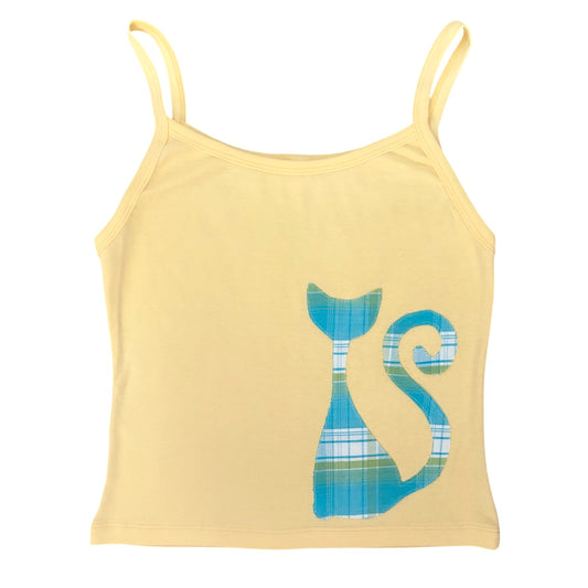 yellow blue gingham cat cami