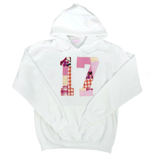 sunset theme seventeen patchwork white hoodie