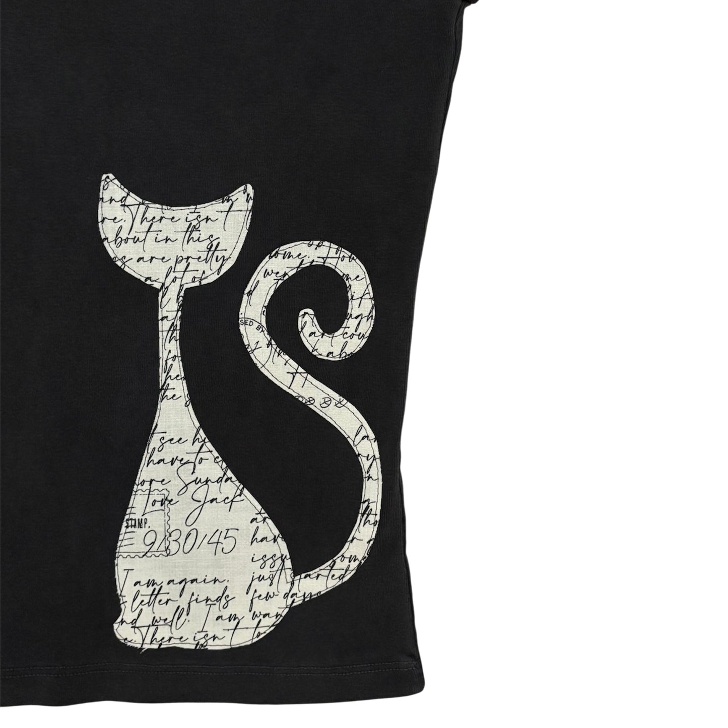 black script cat baby tee