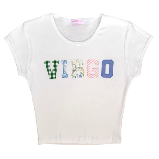 virgo white patchwork tee