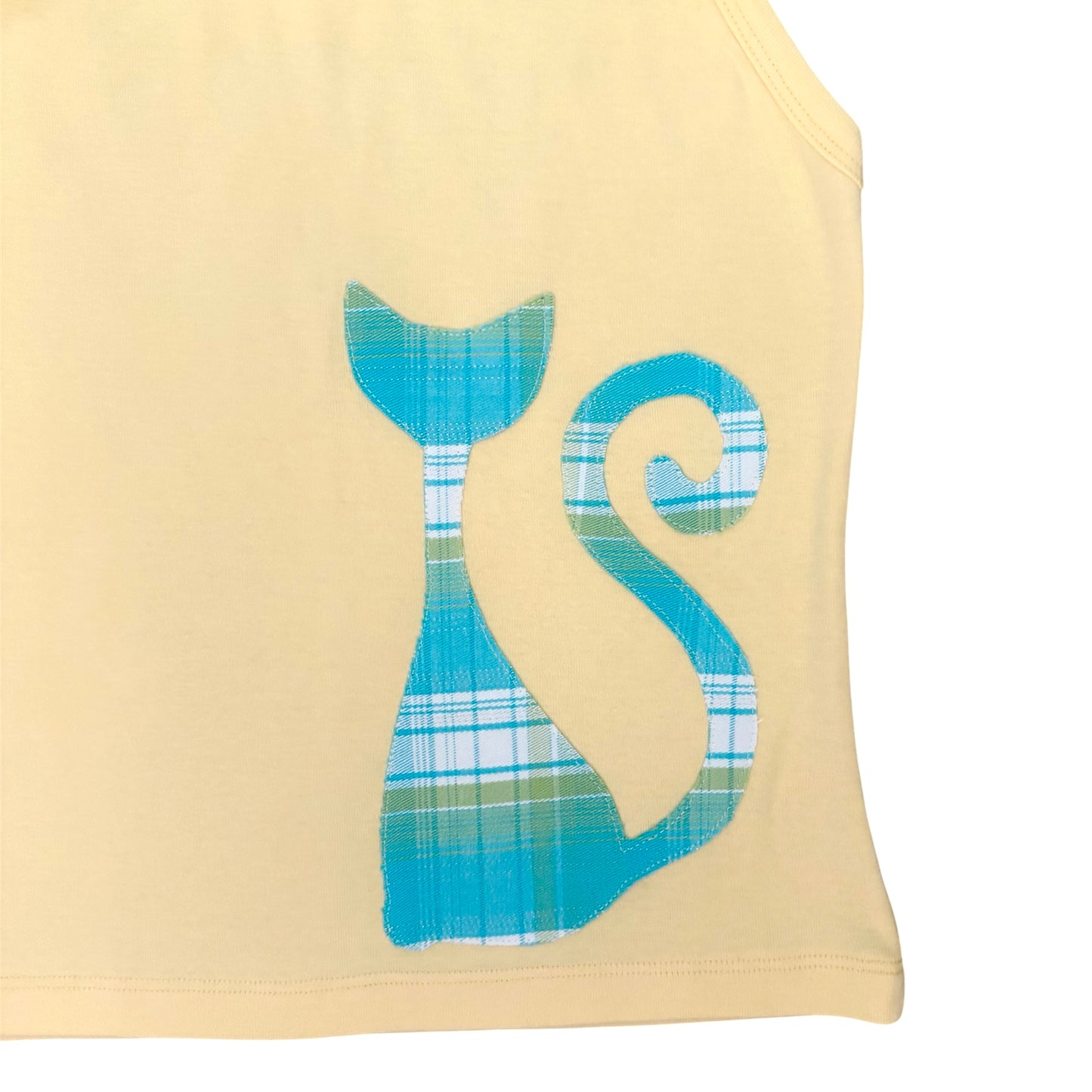 yellow blue gingham cat cami
