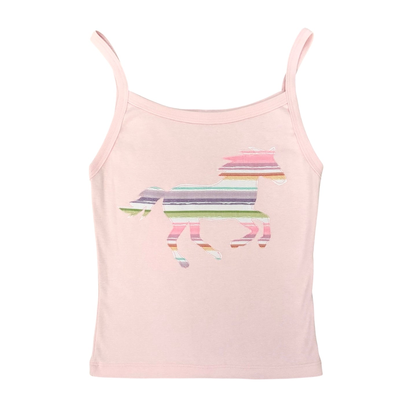 pink rainbow stripe horse cami