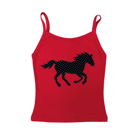 red polka dot horse cami
