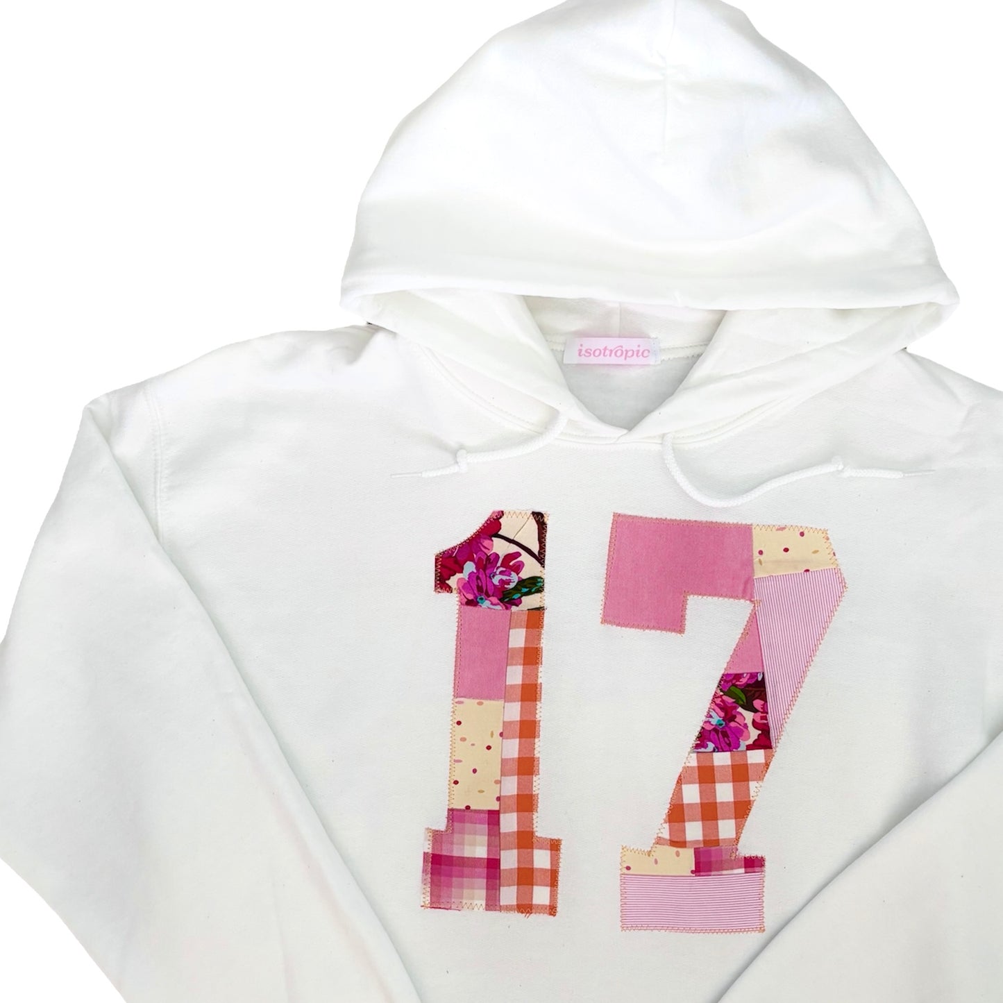sunset theme seventeen patchwork white hoodie