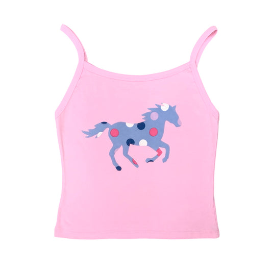 pink polka dot horse cami