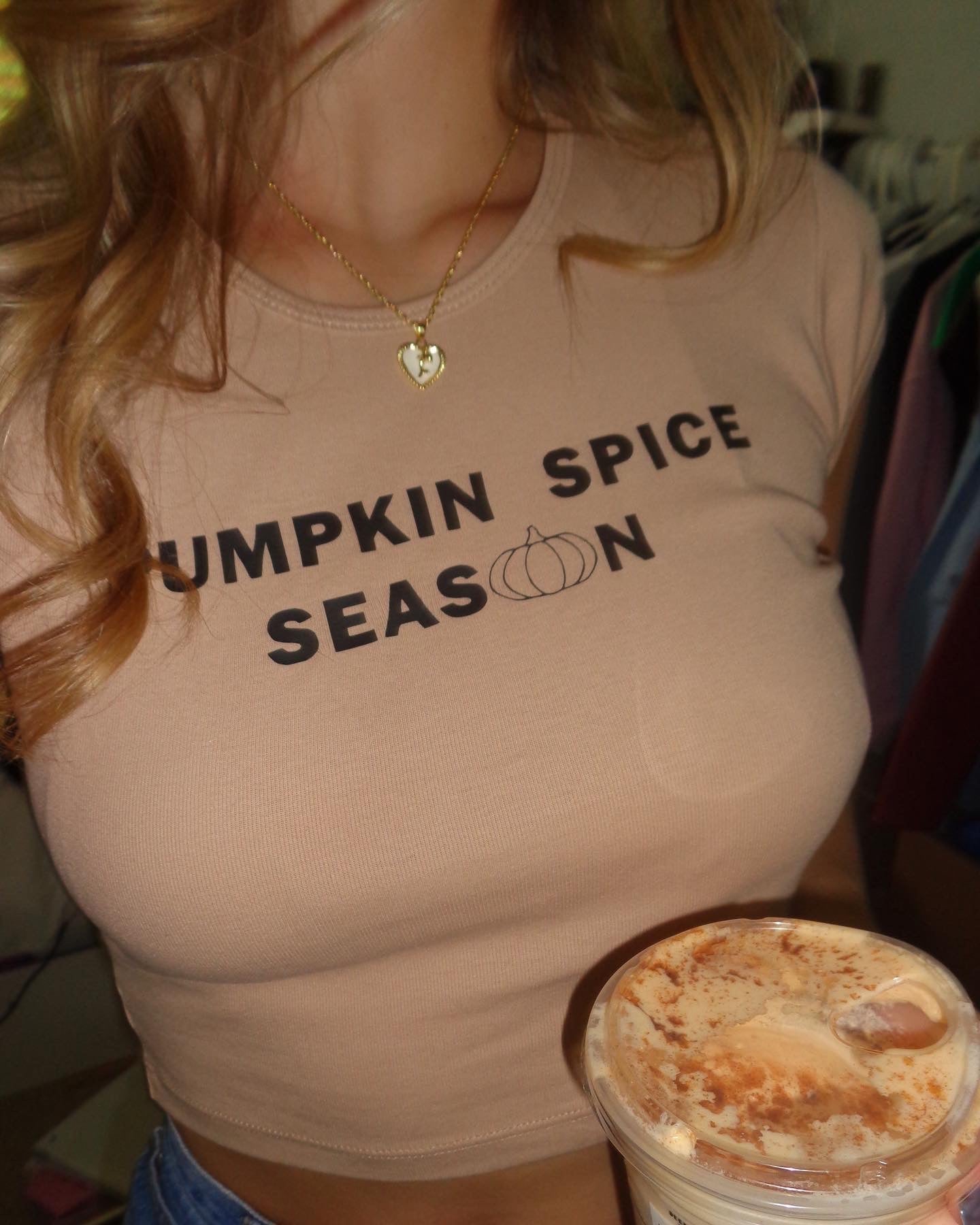 pumpkin spice season cropped baby tee