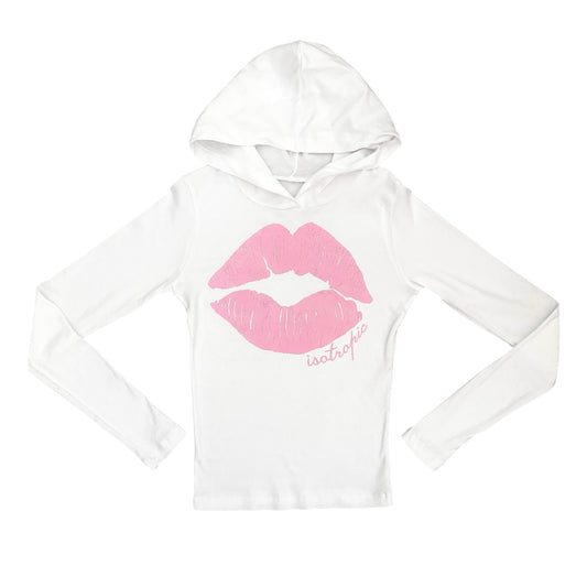 kiss print long sleeve hoodie