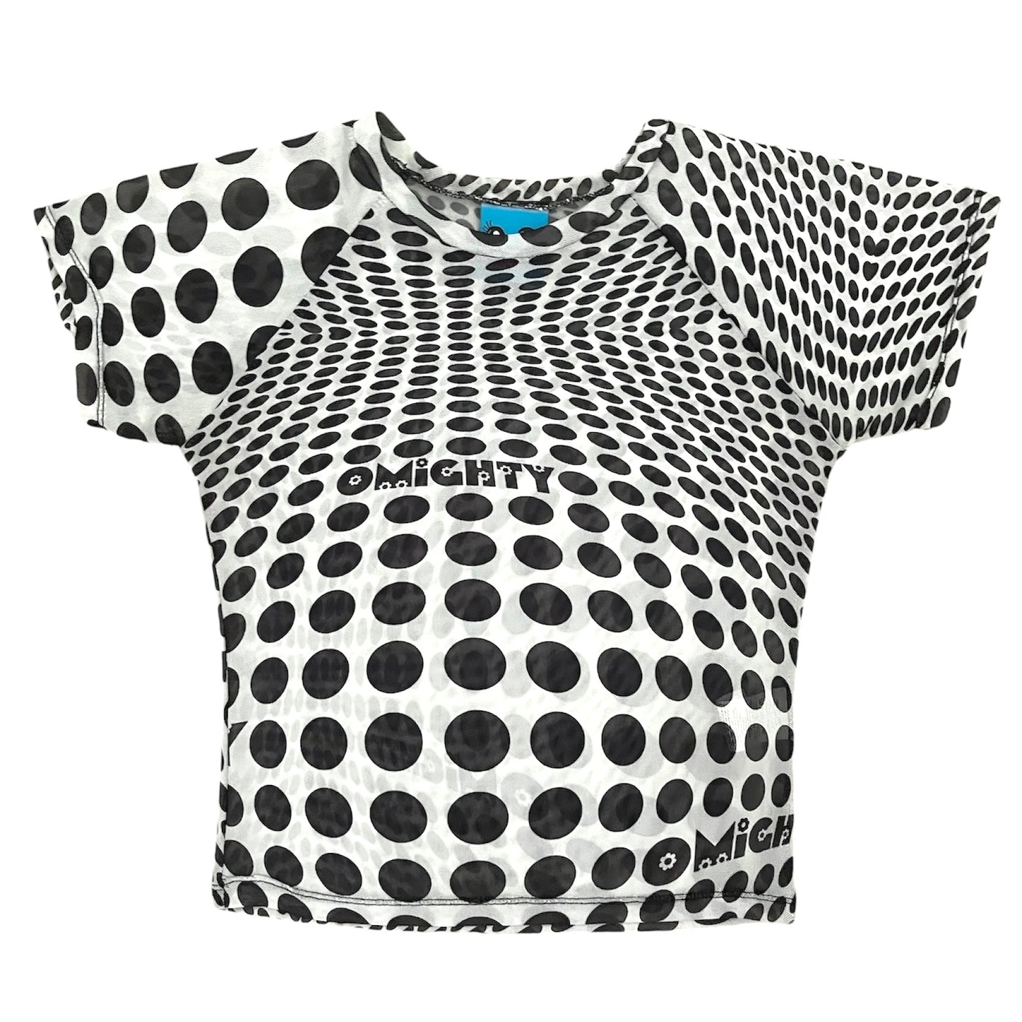 OMIGHTY Illusion Mesh Baby Tee in black and white