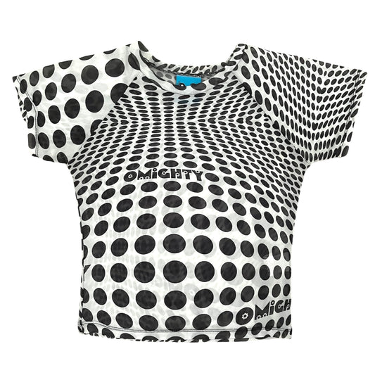 OMIGHTY Illusion Mesh Baby Tee in black and white