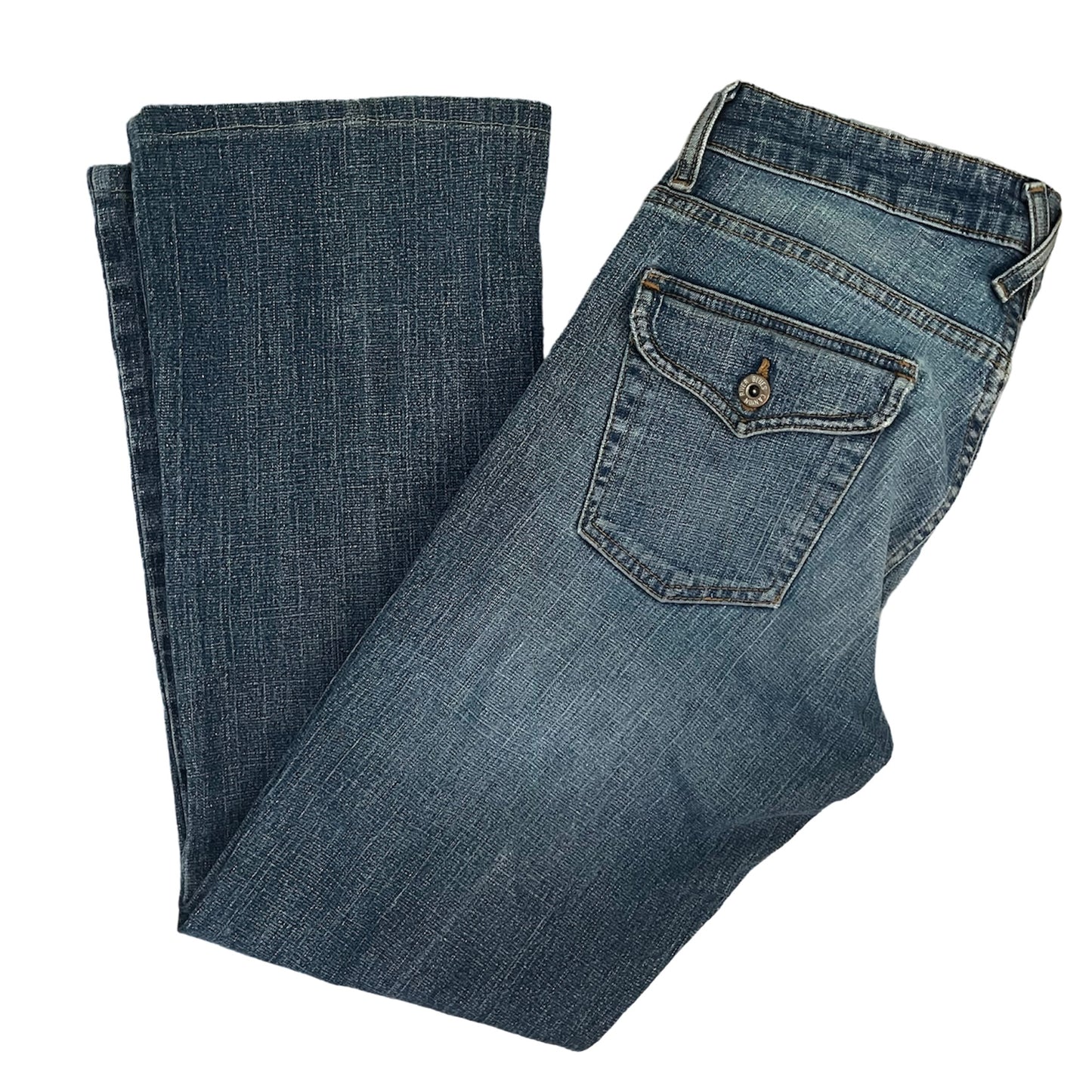 low waisted medium wash jeans