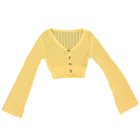 front button yellow cardigan