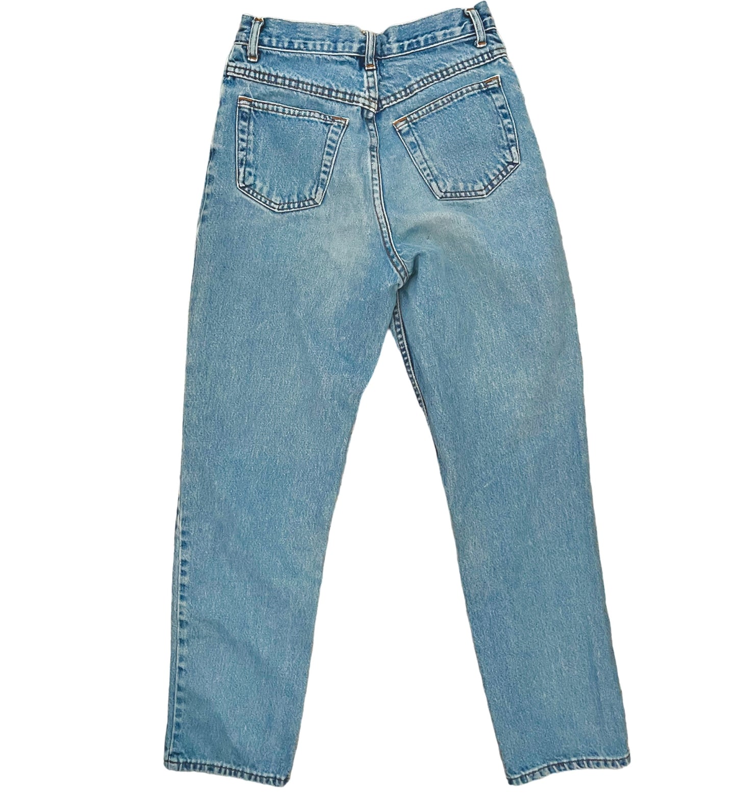 high-waisted medium wash jeans