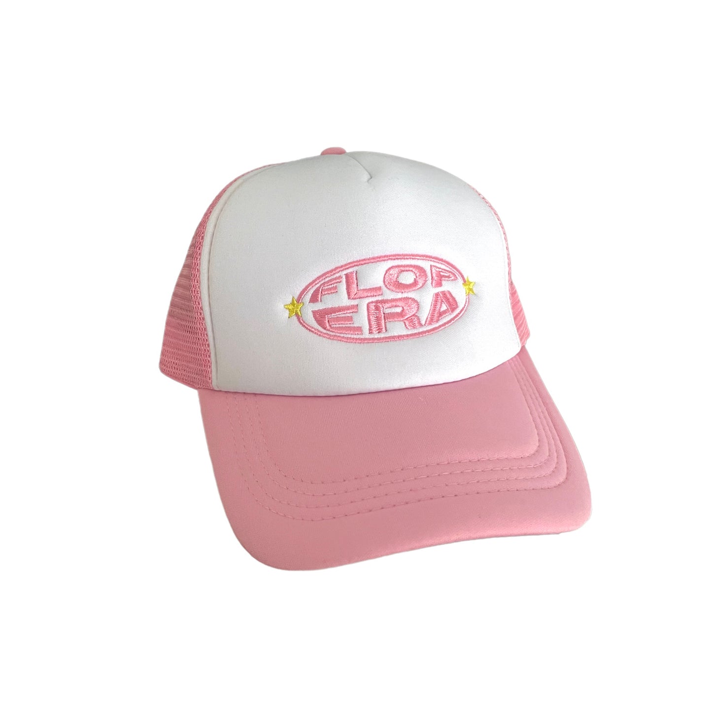 flop era trucker hat in pink